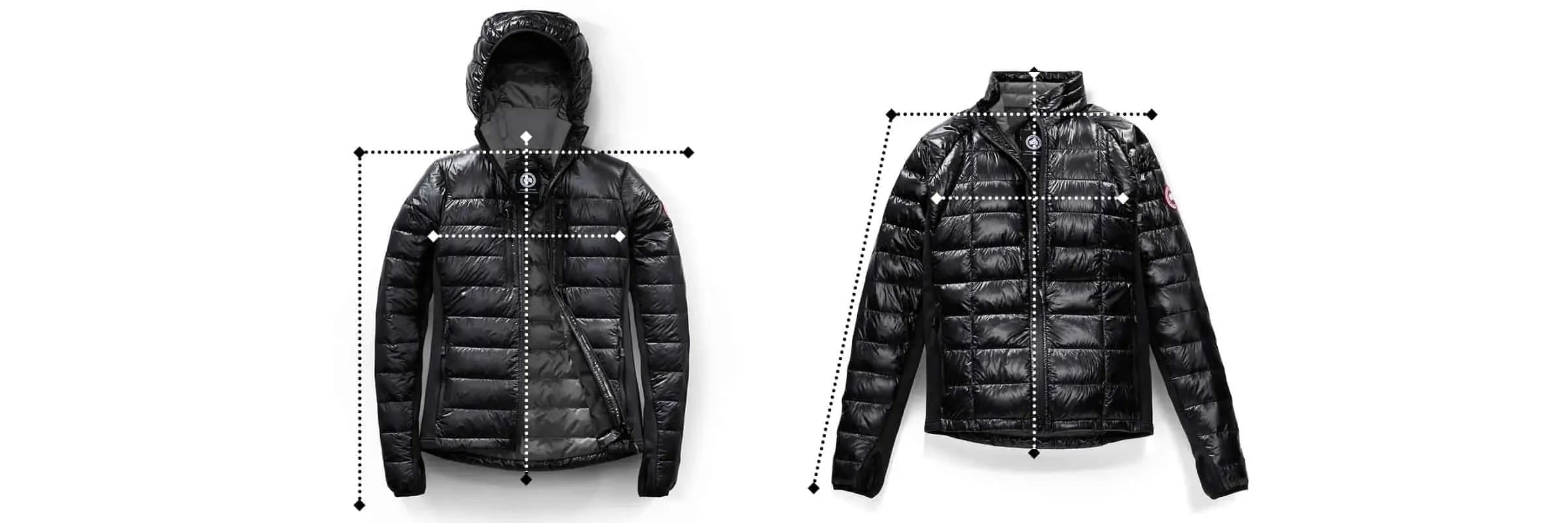 Charte des grandeurs pour manteaux Canada Goose